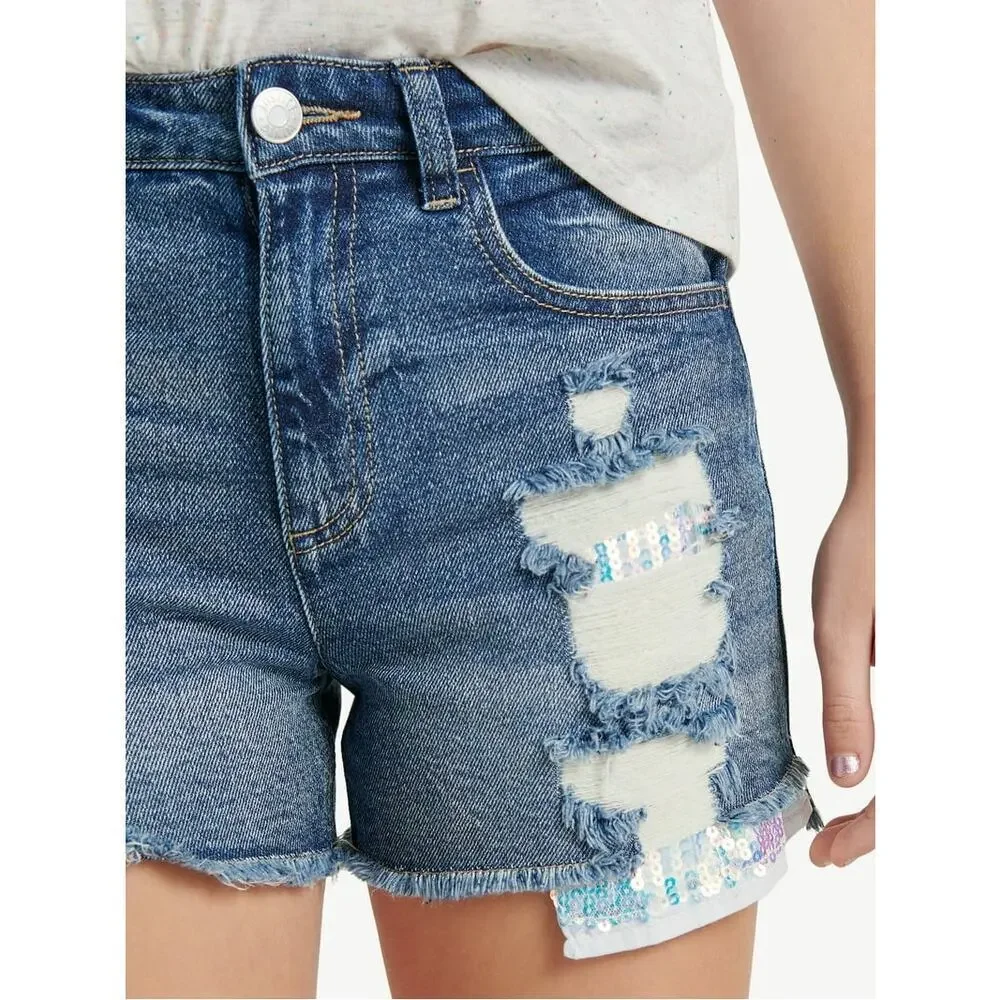 Sequin Embellished Denim Shorts sz 7 Jean Shorts